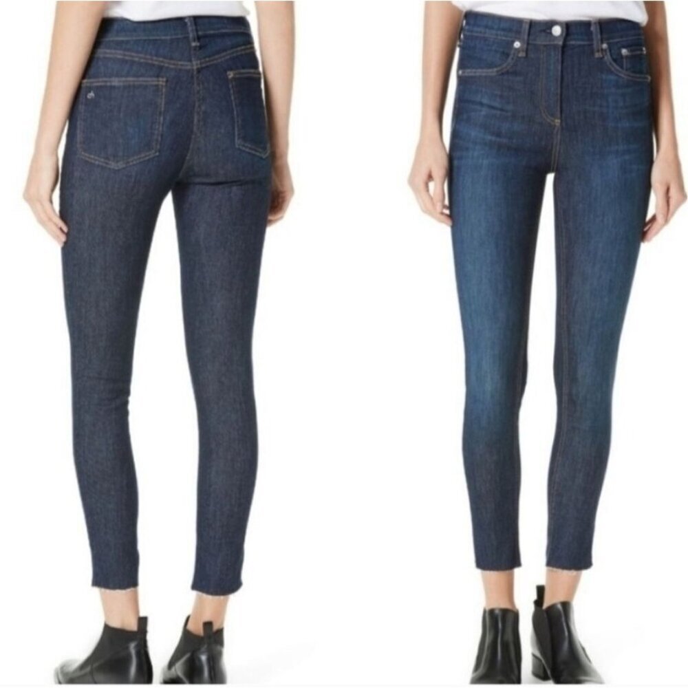 Rag & Bone Retro Raw Hem Mid Rise Distressed Streetwear School Sz 28 Skinny Jean
